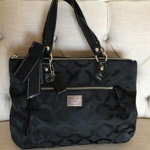 Authentic Black Poppy Coach Purse